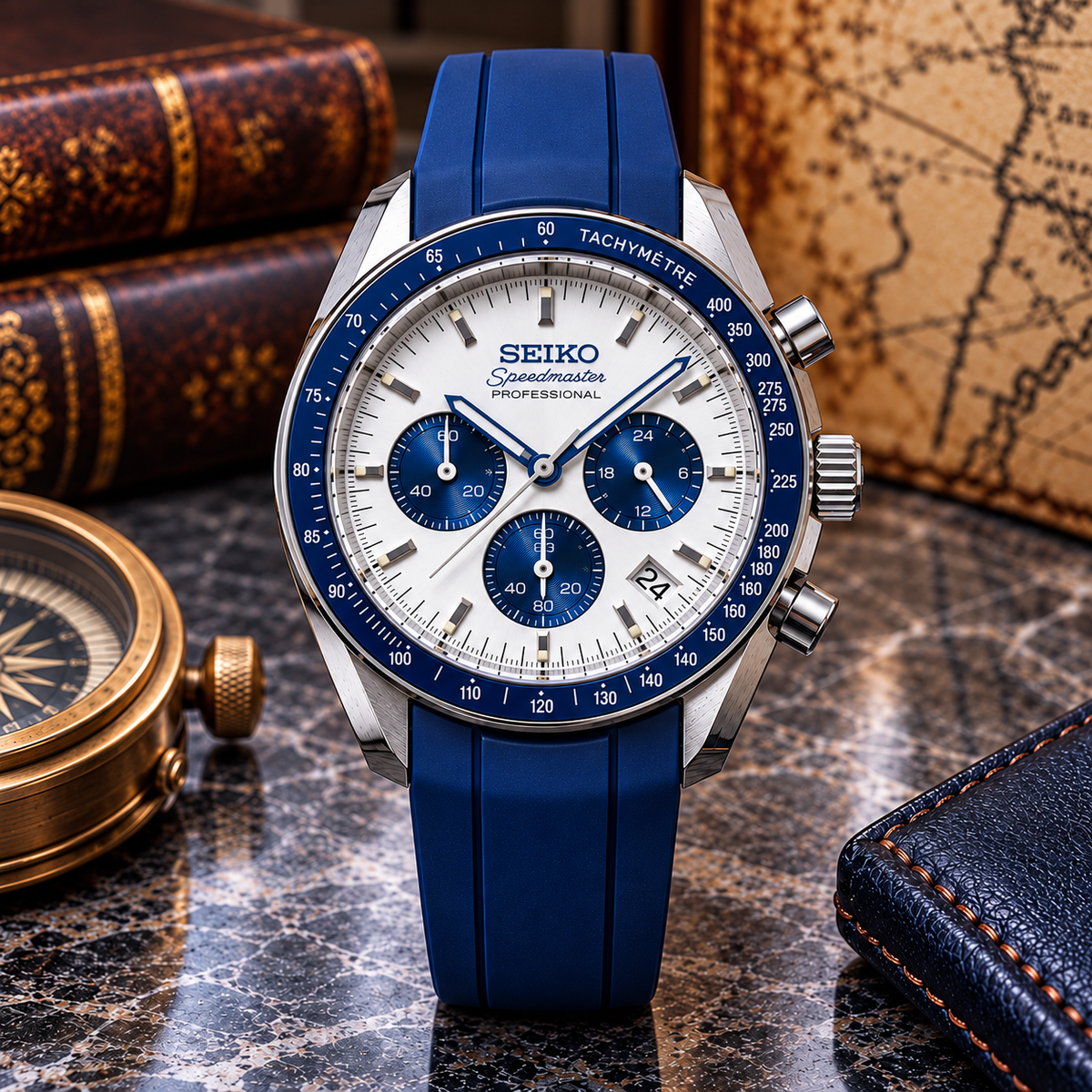 Custom Seiko Blue Bumblebee Chronograph Mod Watch