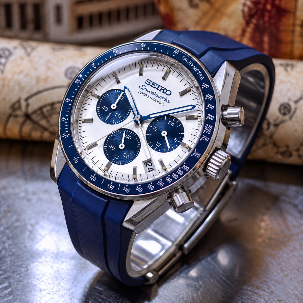 Custom Seiko Blue Bumblebee Chronograph Mod Watch