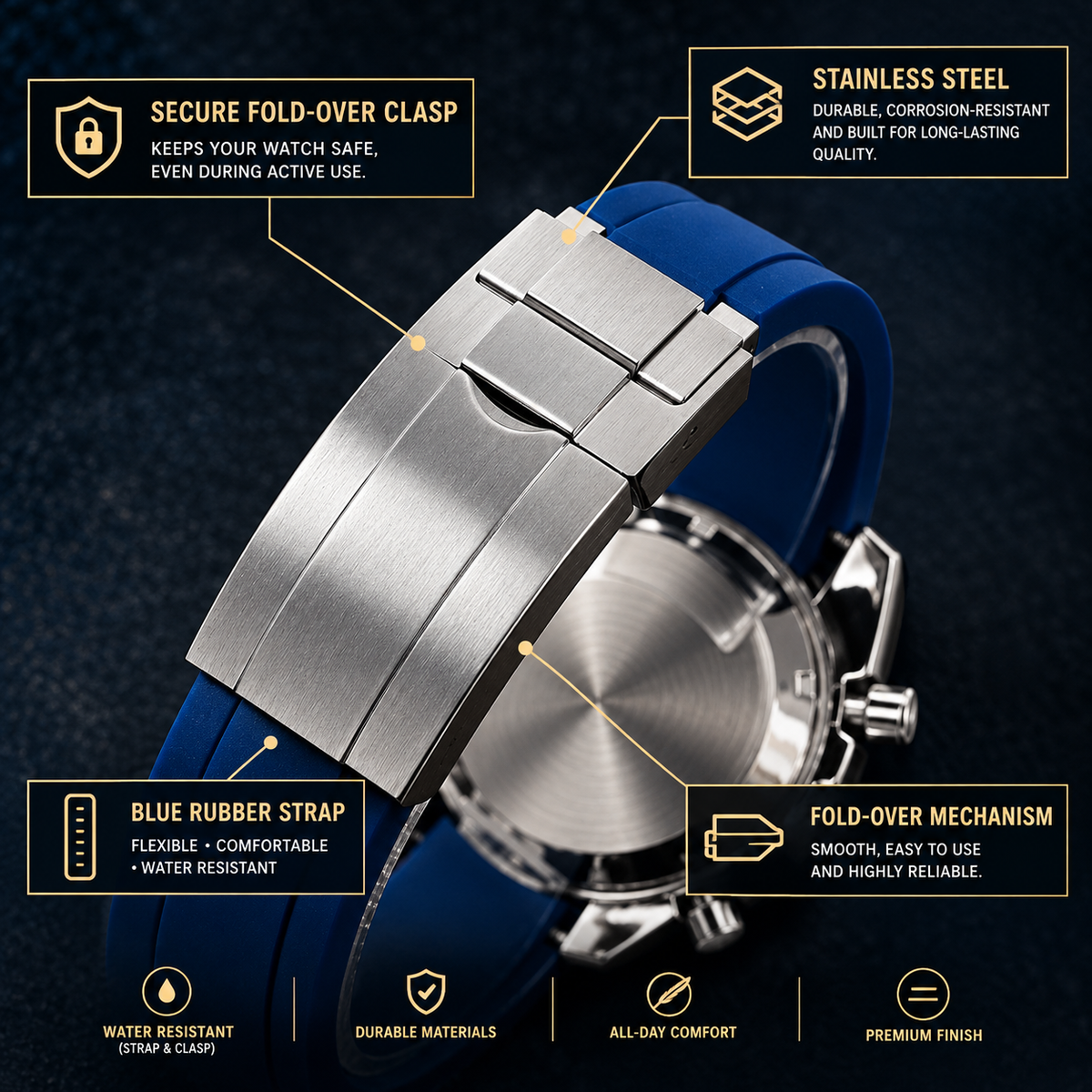 Custom Seiko Blue Bumblebee Chronograph Mod Watch