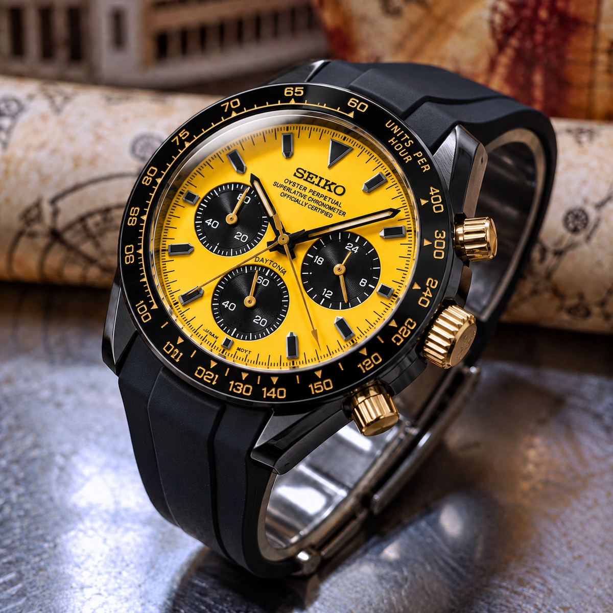 Custom Seiko Yellow Bumblebee Chronograph Mod Watch