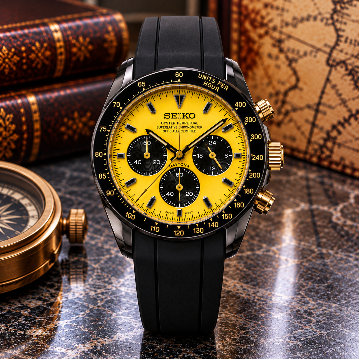 Custom Seiko Yellow Bumblebee Chronograph Mod Watch