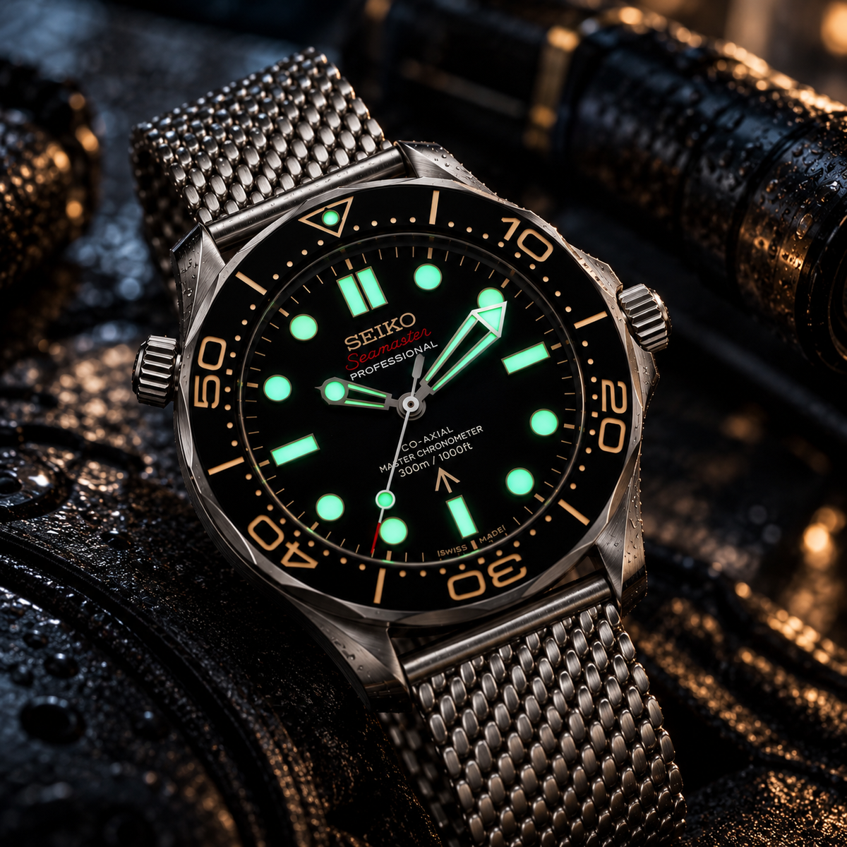 Custom Seiko Secret Agent 007 Silver Racing Automatic Mod Watch